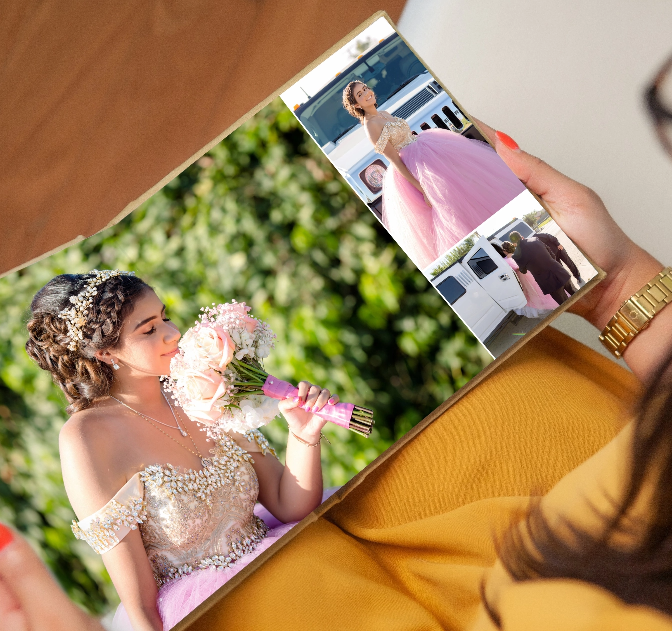 Diseño del álbum de fotos de Quinceañera