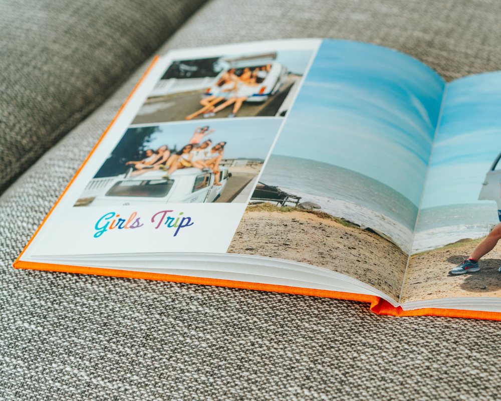 Girls Trip Photo Book with a Linen Cover in Orange