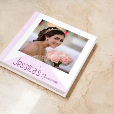 Jessica's Quinceañera layflat photo book with a photo cover